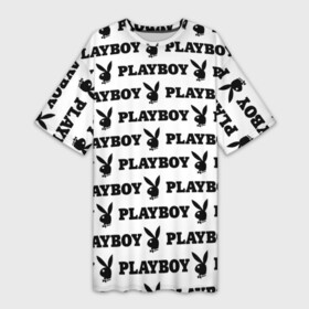 Платье-футболка 3D с принтом PLAYBOY | ПЛЕЙБОЙ (Z) ,  |  | Тематика изображения на принте: brand | brazzers | fake taxi | faketaxi | hub | mode | playboy | бразерс | бренд | мода | фейк такси