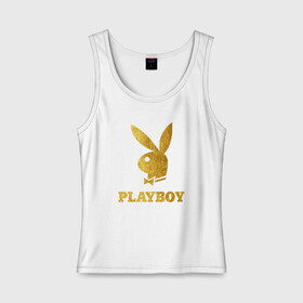 Женская майка хлопок с принтом PLAYBOY GOLD | ЗОЛОТОЙ ПЛЕЙБОЙ (Z) , 95% хлопок, 5% эластан |  | brand | brazzers | fake taxi | faketaxi | hub | mode | playboy | бразерс | бренд | мода | фейк такси