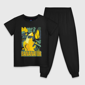 Детская пижама хлопок с принтом BANANATOR , 100% хлопок |  брюки и футболка прямого кроя, без карманов, на брюках мягкая резинка на поясе и по низу штанин
 | Тематика изображения на принте: банан | босс | дизайн | еда | желтый | подарок | стиль | терминатор