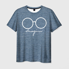 Мужская футболка 3D с принтом Imagine John Lennon , 100% полиэфир | прямой крой, круглый вырез горловины, длина до линии бедер | autograph | beatles | imagine | john | lennon | the beatles | автограф | битлз | битлы | голубая | группа | джинса | джинсовая | джинсовый | джон | купить | леннон | леннона | очки | с группы