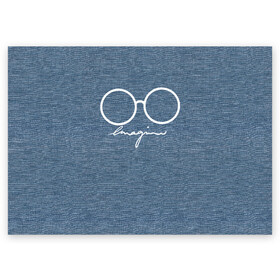 Поздравительная открытка с принтом Imagine John Lennon , 100% бумага | плотность бумаги 280 г/м2, матовая, на обратной стороне линовка и место для марки
 | autograph | beatles | imagine | john | lennon | the beatles | автограф | битлз | битлы | голубая | группа | джинса | джинсовая | джинсовый | джон | купить | леннон | леннона | очки | с группы