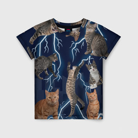 Детская футболка 3D с принтом Коты , 100% гипоаллергенный полиэфир | прямой крой, круглый вырез горловины, длина до линии бедер, чуть спущенное плечо, ткань немного тянется | город | животное | забавный | кот | молния
