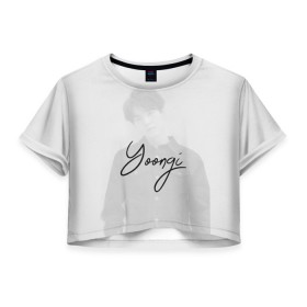 Женская футболка Crop-top 3D с принтом BTS Min Yoongi , 100% полиэстер | круглая горловина, длина футболки до линии талии, рукава с отворотами | bts | j pop | k pop | korea | music | nct | pop | pop idols | айдолы | бтс | идолы | к поп | корейская музыка | корея | нст | поп | попса