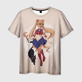 Мужская футболка 3D с принтом Sailor Moon , 100% полиэфир | прямой крой, круглый вырез горловины, длина до линии бедер | anime | japan | manga | sailor moon | аниме | девочка | девушка | луна | лунная призма | манга | сейлор мун | сэйлор мун | япония