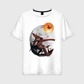 Женская футболка хлопок Oversize с принтом Bloodborne , 100% хлопок | свободный крой, круглый ворот, спущенный рукав, длина до линии бедер
 | bladborn | bloodborne | dark souls | jhy | kfl | бладборн | идщщвищкту