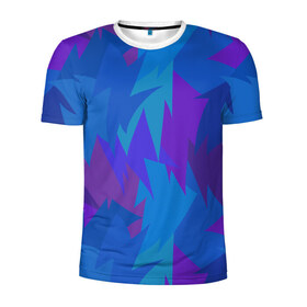 Мужская футболка 3D спортивная с принтом Геометрический неон , 100% полиэстер с улучшенными характеристиками | приталенный силуэт, круглая горловина, широкие плечи, сужается к линии бедра | абстрактный | графический | линия | мозаика | орнамент | синий | углы | узор | элемент