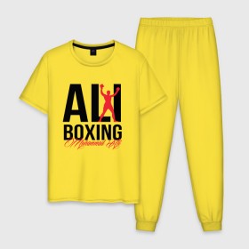 Мужская пижама хлопок с принтом Muhammad Ali , 100% хлопок | брюки и футболка прямого кроя, без карманов, на брюках мягкая резинка на поясе и по низу штанин
 | ali | boxer | boxing | muhammad | али | бокс | боксер | мухаммед