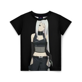 Детская футболка 3D с принтом Ninja Girl , 100% гипоаллергенный полиэфир | прямой крой, круглый вырез горловины, длина до линии бедер, чуть спущенное плечо, ткань немного тянется | аниме | девушка | длинные волосы | кунаи | милая девушка | ниндзя | черная одежда