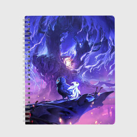 Тетрадь с принтом Ori and the Will of the Wisps , 100% бумага | 48 листов, плотность листов — 60 г/м2, плотность картонной обложки — 250 г/м2. Листы скреплены сбоку удобной пружинной спиралью. Уголки страниц и обложки скругленные. Цвет линий — светло-серый
 | ori | ori and the will of the wisps | игра | игры | ори | ори 2 | платформер