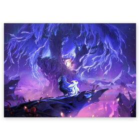 Поздравительная открытка с принтом Ori and the Will of the Wisps , 100% бумага | плотность бумаги 280 г/м2, матовая, на обратной стороне линовка и место для марки
 | Тематика изображения на принте: ori | ori and the will of the wisps | игра | игры | ори | ори 2 | платформер