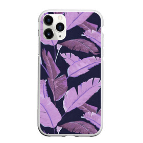 Чехол для iPhone 11 Pro Max матовый с принтом Tropical leaves 4 purple , Силикон |  | Тематика изображения на принте: leaves | palms. тропические | tropical | листья | пальмы