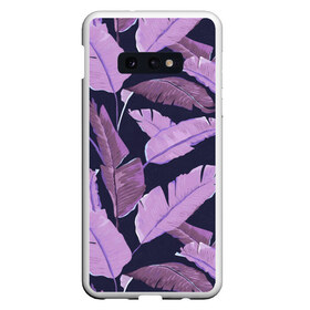 Чехол для Samsung S10E с принтом Tropical leaves 4 purple , Силикон | Область печати: задняя сторона чехла, без боковых панелей | Тематика изображения на принте: leaves | palms. тропические | tropical | листья | пальмы