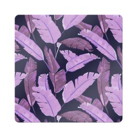 Магнит виниловый Квадрат с принтом Tropical leaves 4 purple , полимерный материал с магнитным слоем | размер 9*9 см, закругленные углы | leaves | palms. тропические | tropical | листья | пальмы