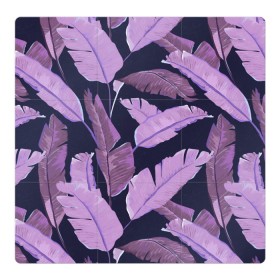 Магнитный плакат 3Х3 с принтом Tropical leaves 4 purple , Полимерный материал с магнитным слоем | 9 деталей размером 9*9 см | Тематика изображения на принте: leaves | palms. тропические | tropical | листья | пальмы