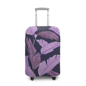 Чехол для чемодана 3D с принтом Tropical leaves 4 purple , 86% полиэфир, 14% спандекс | двустороннее нанесение принта, прорези для ручек и колес | leaves | palms. тропические | tropical | листья | пальмы