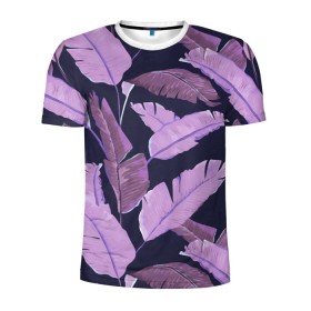 Мужская футболка 3D спортивная с принтом Tropical leaves 4 purple , 100% полиэстер с улучшенными характеристиками | приталенный силуэт, круглая горловина, широкие плечи, сужается к линии бедра | Тематика изображения на принте: leaves | palms. тропические | tropical | листья | пальмы