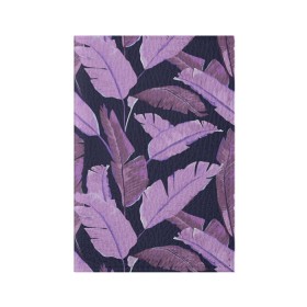 Обложка для паспорта матовая кожа с принтом Tropical leaves 4 purple , натуральная матовая кожа | размер 19,3 х 13,7 см; прозрачные пластиковые крепления | leaves | palms. тропические | tropical | листья | пальмы