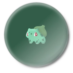 Значок с принтом Pokemon Bulbasaur ,  металл | круглая форма, металлическая застежка в виде булавки | Тематика изображения на принте: pokemon | аниме | покемон | снорлакс