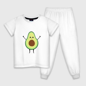 Детская пижама хлопок с принтом Милый авокадо , 100% хлопок |  брюки и футболка прямого кроя, без карманов, на брюках мягкая резинка на поясе и по низу штанин
 | avocado | авокадо | еда | милый авокадо | прикольная картинка | фрукт