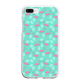 Чехол для iPhone 7Plus/8 Plus матовый с принтом Flamingo , Силикон | Область печати: задняя сторона чехла, без боковых панелей | flamingo | leaves | листья | фламинго