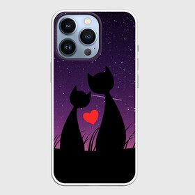 Чехол для iPhone 13 Pro с принтом КОТИКИ | ЛЮБОВЬ ,  |  | Тематика изображения на принте: cat | cats | love | space | космос | кот | коты | любовь | пара