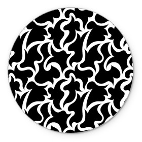 Коврик для мышки круглый с принтом Чёрно-белая мозаика , резина и полиэстер | круглая форма, изображение наносится на всю лицевую часть | абстракция | белый | бесшовный | декоративный | дублировать | мозаика | орнамент | пазл | повторять | пятна | узор | чёрный