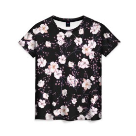Женская футболка 3D с принтом САКУРА , 100% полиэфир ( синтетическое хлопкоподобное полотно) | прямой крой, круглый вырез горловины, длина до линии бедер | chery | flowers | japan | sakura | вишня | растения | сакура | цветы | цветы сакуры | япония