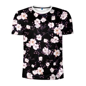 Мужская футболка 3D спортивная с принтом САКУРА , 100% полиэстер с улучшенными характеристиками | приталенный силуэт, круглая горловина, широкие плечи, сужается к линии бедра | Тематика изображения на принте: chery | flowers | japan | sakura | вишня | растения | сакура | цветы | цветы сакуры | япония