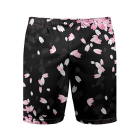 Мужские шорты спортивные с принтом САКУРА  SAKURA ,  |  | chery | flowers | japan | sakura | вишня | растения | сакура | цветы | цветы сакуры | япония