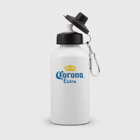 Бутылка спортивная с принтом Corona Extra Коронавирус , металл | емкость — 500 мл, в комплекте две пластиковые крышки и карабин для крепления | beer | corona | corona virus | coronavirus | virus | вирус | корона | коронавирус