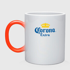 Кружка хамелеон с принтом Corona Extra Коронавирус , керамика | меняет цвет при нагревании, емкость 330 мл | beer | corona | corona virus | coronavirus | virus | вирус | корона | коронавирус