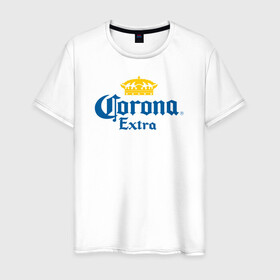 Мужская футболка хлопок с принтом Corona Extra Коронавирус , 100% хлопок | прямой крой, круглый вырез горловины, длина до линии бедер, слегка спущенное плечо. | beer | corona | corona virus | coronavirus | virus | вирус | корона | коронавирус