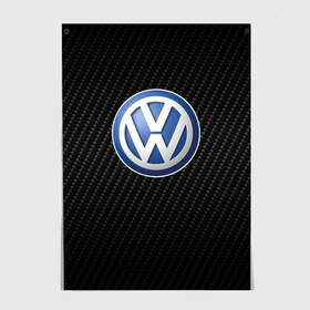 Постер с принтом Volkswagen Logo , 100% бумага
 | бумага, плотность 150 мг. Матовая, но за счет высокого коэффициента гладкости имеет небольшой блеск и дает на свету блики, но в отличии от глянцевой бумаги не покрыта лаком | amarok | arteon | caravelle | golf | polo | scirocco | teramont | tiguan | to | touareg | transporter | volkswagen | vw | авто | автомобиль | ам | бренд | карбон | машина | машины | народный автомобиль | фольксваген