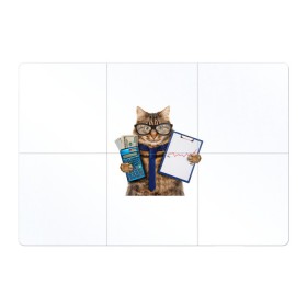 Магнитный плакат 3Х2 с принтом Кот в очках , Полимерный материал с магнитным слоем | 6 деталей размером 9*9 см | cat | график | деньги | калькулятор | кот | кот в очках