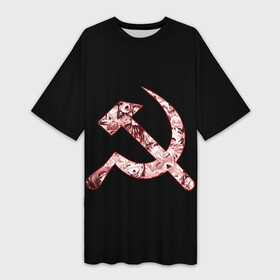 Платье-футболка 3D с принтом Аниме СССР ,  |  | ahegao | anime | chan | hammer | manga | sickle | ussr | аниме | ахегао | герб | манга | молот | серп | серп и молот | символ | ссср | тян