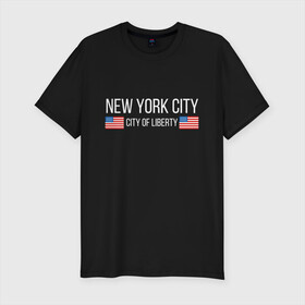 Мужская футболка хлопок Slim с принтом NEW YORK , 92% хлопок, 8% лайкра | приталенный силуэт, круглый вырез ворота, длина до линии бедра, короткий рукав | america | city | new | ny | of | states | united | usa | york | америка | американская | америки | йорк | нью | нью йорк | свобода | сша | туризм | туристическая | флаг | флаги