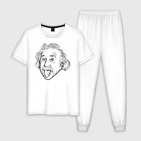 Мужская пижама хлопок с принтом Альберт Эйнштейн , 100% хлопок | брюки и футболка прямого кроя, без карманов, на брюках мягкая резинка на поясе и по низу штанин
 | доктор философии | мем | теоретик | ученый | физик