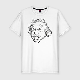 Мужская футболка хлопок Slim с принтом Альберт Эйнштейн , 92% хлопок, 8% лайкра | приталенный силуэт, круглый вырез ворота, длина до линии бедра, короткий рукав | доктор философии | мем | теоретик | ученый | физик