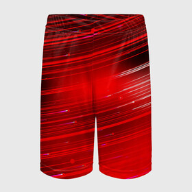 Детские спортивные шорты 3D с принтом Красный свет ,  100% полиэстер
 | пояс оформлен широкой мягкой резинкой, ткань тянется
 | красночерный | красный | полосы | свет | свечение | текстуры | черно красный | черный