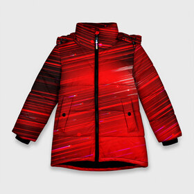 Зимняя куртка для девочек 3D с принтом Красный свет , ткань верха — 100% полиэстер; подклад — 100% полиэстер, утеплитель — 100% полиэстер. | длина ниже бедра, удлиненная спинка, воротник стойка и отстегивающийся капюшон. Есть боковые карманы с листочкой на кнопках, утяжки по низу изделия и внутренний карман на молнии. 

Предусмотрены светоотражающий принт на спинке, радужный светоотражающий элемент на пуллере молнии и на резинке для утяжки. | красночерный | красный | полосы | свет | свечение | текстуры | черно красный | черный