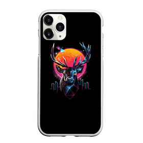 Чехол для iPhone 11 Pro Max матовый с принтом Deer 1 , Силикон |  | deer | neon | retrowave | неон | олень | ретровейв