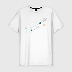 Мужская футболка премиум с принтом Flight track , 92% хлопок, 8% лайкра | приталенный силуэт, круглый вырез ворота, длина до линии бедра, короткий рукав | авиация | пилот | самолет | стюардесса