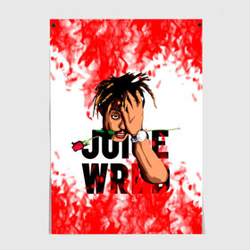 Постер с принтом Juice WRLD. , 100% бумага
 | бумага, плотность 150 мг. Матовая, но за счет высокого коэффициента гладкости имеет небольшой блеск и дает на свету блики, но в отличии от глянцевой бумаги не покрыта лаком | eminem | godzilla | juice wrld | rap | американский рэпер | годзила | зарубежный реп | маршалл брюс мэтерс | музыка | реп | рэпер | эминем