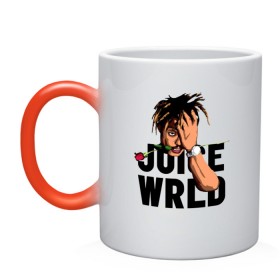 Кружка хамелеон с принтом Juice WRLD. , керамика | меняет цвет при нагревании, емкость 330 мл | Тематика изображения на принте: eminem | godzilla | juice wrld | rap | американский рэпер | годзила | зарубежный реп | маршалл брюс мэтерс | музыка | реп | рэпер | эминем