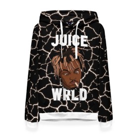 Женская толстовка 3D с принтом Juice WRLD. , 100% полиэстер  | двухслойный капюшон со шнурком для регулировки, мягкие манжеты на рукавах и по низу толстовки, спереди карман-кенгуру с мягким внутренним слоем. | eminem | godzilla | juice wrld | rap | американский рэпер | годзила | зарубежный реп | маршалл брюс мэтерс | музыка | реп | рэпер | эминем