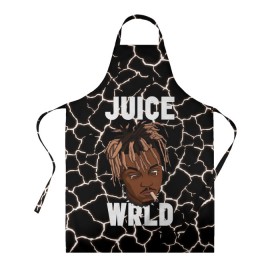 Фартук 3D с принтом Juice WRLD. , 100% полиэстер | общий размер — 65 х 85 см, ширина нагрудника — 26 см, горловина — 53 см, длина завязок — 54 см, общий обхват в поясе — 173 см. Принт на завязках и на горловине наносится с двух сторон, на основной части фартука — только с внешней стороны | eminem | godzilla | juice wrld | rap | американский рэпер | годзила | зарубежный реп | маршалл брюс мэтерс | музыка | реп | рэпер | эминем