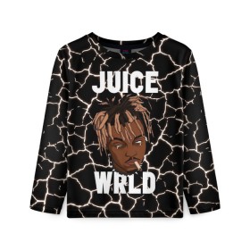 Детский лонгслив 3D с принтом Juice WRLD. , 100% полиэстер | длинные рукава, круглый вырез горловины, полуприлегающий силуэт
 | Тематика изображения на принте: eminem | godzilla | juice wrld | rap | американский рэпер | годзила | зарубежный реп | маршалл брюс мэтерс | музыка | реп | рэпер | эминем