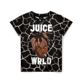 Детская футболка 3D с принтом Juice WRLD. , 100% гипоаллергенный полиэфир | прямой крой, круглый вырез горловины, длина до линии бедер, чуть спущенное плечо, ткань немного тянется | eminem | godzilla | juice wrld | rap | американский рэпер | годзила | зарубежный реп | маршалл брюс мэтерс | музыка | реп | рэпер | эминем