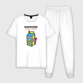Мужская пижама хлопок с принтом Eminem Juice WRLD Godzilla , 100% хлопок | брюки и футболка прямого кроя, без карманов, на брюках мягкая резинка на поясе и по низу штанин
 | 100 сок | eminem | godzilla | juice | juice wrld | logo | music | rap | альбом | годзилла | джус | джюс | лейбл | лирика | лирический | лого | логотип | рэп | сок | трубочка | эминем