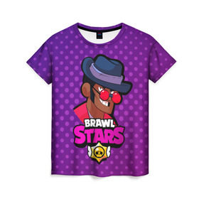 Женская футболка 3D с принтом Brawl stars Брок , 100% полиэфир ( синтетическое хлопкоподобное полотно) | прямой крой, круглый вырез горловины, длина до линии бедер | brawl | brawl stars | brawlstars | brawl_stars | jessie | бравл | бравлстарс | брок | ворон